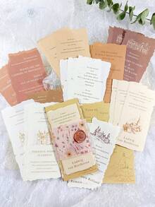 30张/包 复古花卉及英文文字不对称装饰纸片，适用于手工剪贴簿、手账、拼贴画、DIY装饰 - 彩色 - 查看 11