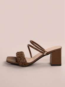 Giày sandal quai ngang kiểu Pháp thanh lịch, gót chunky, thích hợp cho hẹn hò, mua sắm, đi làm, công sở, họp mặt, tiệc tùng, du lịch, thời trang, đa năng, thoải mái. - màu nâu - Xem 4