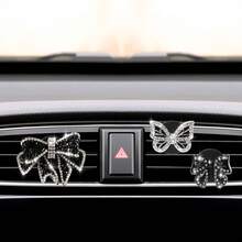 3件套闪亮水钻汽车出风口装饰精致蝴蝶结装饰夹汽车内饰配件内饰装饰通风口夹适用于汽车内饰装饰，营造清新氛围，最佳礼物 - A - 查看 5