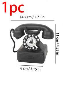 1pc Classic Retro Telephone Replica: This Retro Telephone Showcases The Elegant Aesthetics Of Communication, Transporting You Through Half A Century, Just To Speak With You. It Is Both A Nostalgic Antique Telephone Prop For Photography, As Well As A Perfect Home Decor Piece For Living Rooms, Offices, Bedrooms, Bookshelves And Desktops. It Also Makes A Unique Gift For Halloween, Christmas And Thanksgiving. - Black Retro Phone Type a - View 13