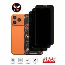 3片装钢化玻璃隐私屏幕保护膜，兼容 17 Pro Max/16 Pro Max/16/6/7/8/11/12/13/14/15/16/17 Series X XS Max XR Pro Pro Max Mini Plus，表面光滑，高清，易于安装，防刮花，9H硬度，全覆盖隐私保护 - 黑色 - 查看 1