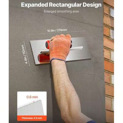 Tile Tools, Stainless Steel Trowel, 10.9 X 4.4 Inch Concrete, Cement, Plasterboard, And Tile Plastering; Masonry Hand Tools With Handles For Smearing, Smoothing, Flattening, And Polishing.
