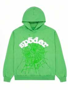 SP5DER Spider Worldwide Tracksuit Hoodie Set Cobweb Spider Style, Letter Print, Hip Hop Hoodie Set,Long Sleeve Fashion Sweatshirt, Hoodie Pant Casual Tracksuit Long Sleeve Athletic Suit, Couple MatchingDesign, Designed For Both Men And Women.Sportswear Set - Green/hoodie - 查看 9