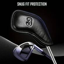 12件套高尔夫球杆头套，带魔术贴的皮革铁杆头套，适用于大多数高尔夫球杆，单面刺绣标签高尔夫球杆头套 - 彩色 - 查看 5