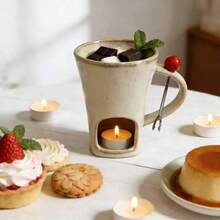 Chocolate Fondue Set With Forks, Creative Ceramic Fondue Pot, Heating Stove, Ice Cream & Cheese Melting Pot - Multicolor - View 2