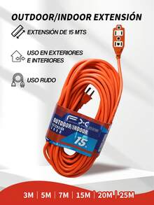Cable de extensión doméstico de (3M/5M/7M/15M/20M/25M,) , cable de extensión de alimentación con enchufe, 3 tomas, adecuado para herramientas eléctricas pesadas y viajes,cocinas, dormitorios, viajes y otros lugares. - Naranja - Ver 2