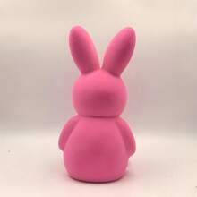 Easter Flocked Bunny Figurines Creative Cute Rabbit Table Centerpiece For Spring Holiday Party - Pink - View 3