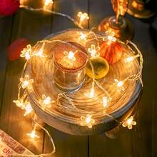 1米/2米/3米暖光樱花串灯，LED樱花仙女灯，透明樱花灯，适用于室内、室外、家居装饰、墙面、卧室、生日、婚礼、派对、情人节、感恩节、樱花主题装饰、节日装饰 - 櫻花 - 查看 10