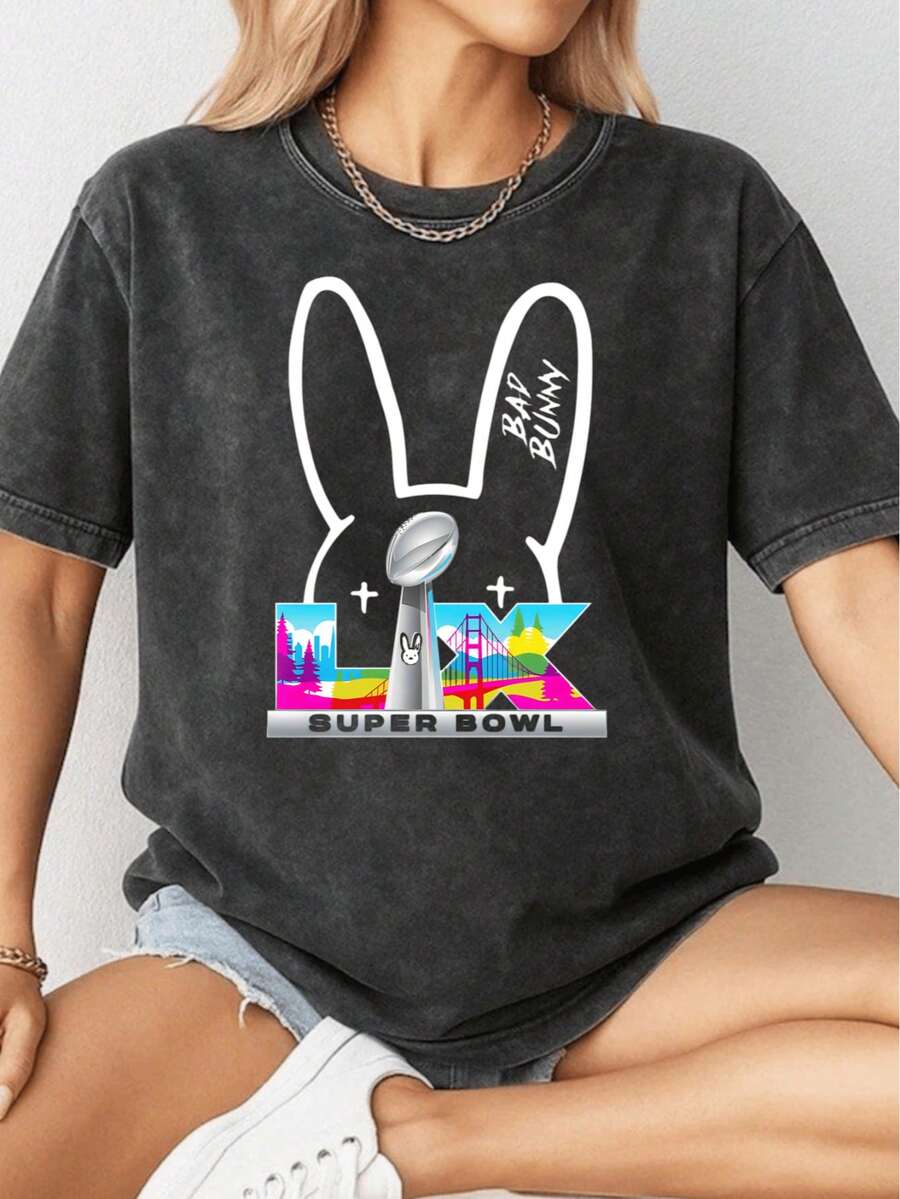 Bad Bunnny Half Time Posters And Art Prints68 Washed T Shirt - màu đen - Xem 1