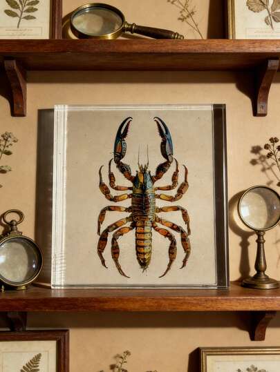1pc Extra Large (10CM) Transparent Scorpion Series Model, Insect Specimen, Permanent Preserved Animal Model Craft, Most Realistic Nature Animal Insect Scorpion Specimen Print, Amber Transparent Plant & Insect Model Square, Decorative Craft Ornament (Acrylic Double-Sided), Perfect Gift For Kids, Family And Friends On Easter, Ramadan, Valentine's Day And Other Holidays
