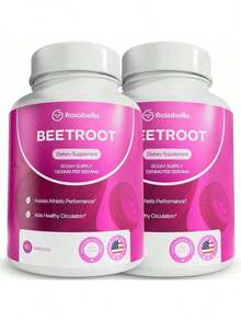 Rosabella Organic Beet Root Capsules – 1300mg Beetroot Powder Natural Energy & Endurance Support, Non-GMO, Lab-Tested Beet Supplement - 120 Capsules, 60-Day Supply - 60 片(1 包) - 查看 8
