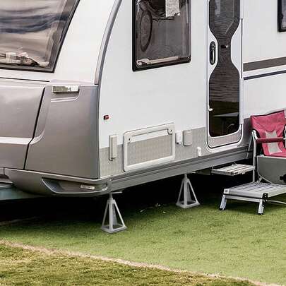 RV Stabilizer Jacks, 4 Pack Aluminum RV Leveling Jacks, RV Stack Jacks For RV Travel Trailer Camper, Single Screw Jack Support Up To 6000 Lbs, Adjustable From 11 Inch To 17 Inch