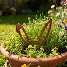 1pc Outdoor Rusty Metal Garden Decor, Easter Bunny Garden Sign, Metal , Garden Decor, For Outdoor Yard Decoration, Seasonal Decor, Garden Decor, Holiday Decoration - Rust Brown - View 2