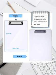 4 pièces Set de mini-planchettes à pince transparentes en plastique avec pinces basses, idéal pour les petits blocs-notes, convient aux enseignants, étudiants et employés de bureau (Taille : 4" X 6") - givré semi-transparent - Voir 3