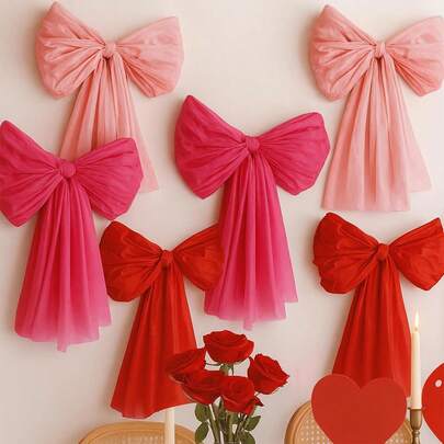 1pc Oversized Decorative Bow, Cute Pink/Red Large Bow Decor For Home, Fireplace, Stairs, Kitchen, Party, Office