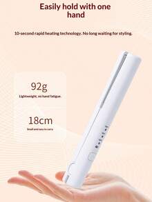 New Rechargeable Mini Wireless Hair Straightener & Curler 2-In-1, Cordless Flat Iron & Curling Iron, Portable Hair Styler, USB Rechargeable, Damage-Free - Multicolor - View 9