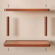 Desktop Tea Cup Storage Rack, Small Chinese Style Teapot Display Shelf, Tea Set Organizer - Mocha Brown - View 6