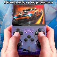 Consola De Videojuegos Portátil Retro Con Memoria 64GB 15000+ Juegos Incorporados Y Batería Incluida - Morado - Ver 7