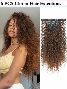 6PCS Clip In Hair Extensions 26 Inch Curly Hair Extension Long Soft Synthetic Hairpieces For Women - Multicolor - View 14