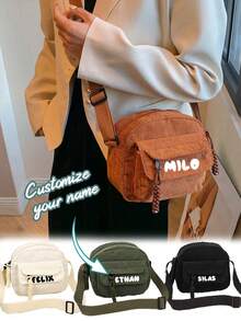 Customizable Elegant Corduroy Crossbody Bag,Customizable Multi Pocket Mini Corduroy Casual Commuter Zipper Crossbody Bag, Customizable New Fashion Unique Small Square Shoulder Bag,Custom Perfect Underarm Bag For Commuting,Versatile Commuter & Student Shoulder Bag, Fashionable Crossbody Bag - Multicolor - View 1