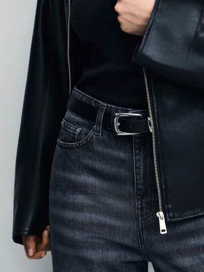 个性嘻哈腰带，时尚INS风搭配牛仔裤，女士黑色腰带