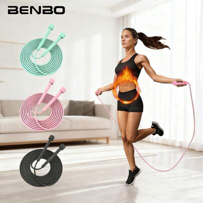  BENBO 1pc Black, Pink And Green Jump Rope Fitness Equipment, Suitable For Adults And Students To Exercise, Maintain Figure, Lose Weight And Burn Fat. It Is A Must-Have Accessory For The Gym.