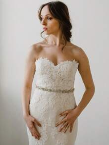 Gold Rhinestone Bridal Belt, Crystal Leaf Vine Wedding Sash, Elegant Evening Dress Waist Accessories - Gold - View 7