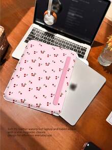 这款PU皮革磁扣笔记本电脑/平板电脑保护套，采用樱桃蝴蝶结图案设计，兼容MacBook Pro 15英寸、MacBook Air 13英寸、Galaxy TAB S10 Ultra和Metabook 14英寸。防水防污，方便旅行携带，也可作为iPad收纳包或鼠标垫使用。是办公室、商务和学习的必备笔记本电脑包。 - 彩色 - 查看 7