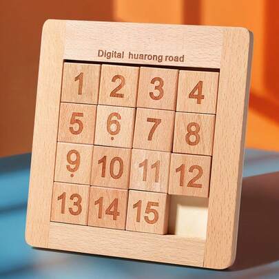 Träpedagogisk leksak - Färgglad Huarong Road Digital Labyrint, Förbättrar tankeförmågan, Lämplig för barn