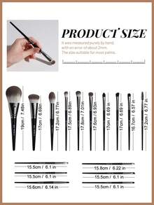 BS-MALL 16pcs High Quality Black Makeup Brush Set, Professional Makeup Artist Makeup Brushes, Foundation Brush, Eyeshadow Brush, Blush Brush, Makeup Tools - Black - View 6
