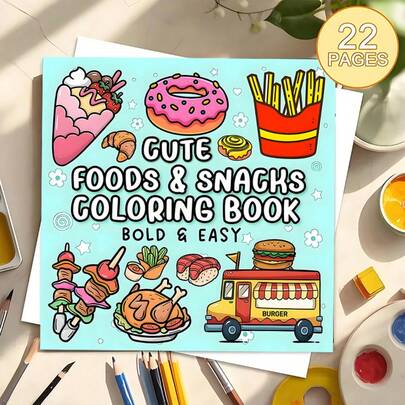 Colección de Festín de Colorear de Aperitivos y Dulces, (Versión Mejorada de 22 Páginas de Papel Grueso) Un Libro para Colorear Diseñado Especialmente para Mujeres, con Colores Brillantes, Que Ayuda a Aliviar el Estrés, Adecuado para Marcadores, para Adolescentes, con Elementos Fantásticos y Espeluznantes. Ideal para el Día de San Valentín, Cumpleaños y Otros Festivales. Es un Gran Regalo para Halloween, Vuelta al Colegio, para Adultos, Navidad, para Suministros de Arte y Manualidades, Ocio DIY y Garabatear.