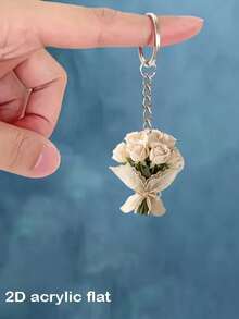 Elegant 2d Flat Acrylic Rose Bouquet Keychain,Lightweight Flower Key Ring,Valentine's Day Flower Bouquet Pendant,Fun Ornament, Backpack Accessory, Fashion Pendant, Home Decoration, For Car Decorations And Charms, Headphone Charms, Bag Charms, Accessory Gift, Perfect Gift For Family And Friends,Valentine's Day Gifts, Birthday Gifts, Party Gifts, Anniversary Gifts, Wedding Gifts - Multicolor - View 5