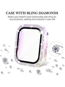 1 miếng dán màn hình kính cường lực siêu mỏng 2 trong 1 chống rơi, đính đá nhiều màu sắc, thời trang, phù hợp với 40/41/42/44/45/46/49mm, tương thích với dòng Ultra/SE/11/10/9/8/7/6/5/4, phụ kiện đồng hồ thông minh. - Bảy màu - Xem 7