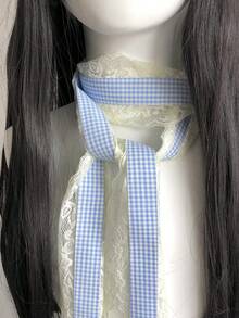 1条女士蕾丝格子腰带，日式腰带，洛丽塔腰带，派对服装道具，衬衫配饰，生日惊喜，圣诞节礼物（送给家人和朋友），情人节礼物，闪亮腰带，夏季服装搭配，舞蹈配饰，水手服配饰，女士时尚发带，JK制服领带 - 彩色 - 查看 8