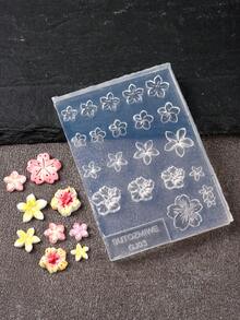 1个硅胶美甲模具，春季芙蓉花蛋花五瓣盛开设计，3D雕刻模板，凝胶指甲油模板，DIY美甲配件工具 - 無色 - 查看 8