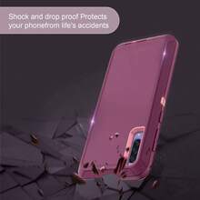 - Funda para A50/A50S - Proteccin de cuerpo completo 3 en 1 a prueba de golpes, color morado y rosa - Púrpura/Rosado - Ver 5