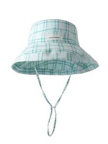 1顶时尚年轻彩色条纹格子遮阳帽，防紫外线，宽帽檐带抽绳，可折叠，适合远足、钓鱼等户外活动，日常佩戴，Y2K韩日风格 - 格子 - 查看 10