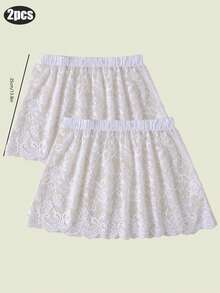 2件/1件 - 女士蕾丝底半身裙，带卫衣叠层和内衬，小梅花卫衣下摆蕾丝内衬裙，时尚百搭的遮羞布裙，蕾丝遮羞布半身裙，防眩光遮羞布外裙叠层时尚短裙。 - 彩色 - 查看 10