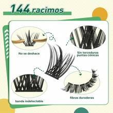 Kit de Extensión de Pestañas DIY KEYYOU - Set Profesional 144 Pestañas Clúster + Adhesivo Profesional, Removedor, Cepillos y Accesorios para Extensiones Seguras en Casa​ - Pestañas Ojos de Gato - Ver 5