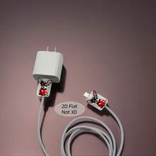 2D Flat, 2pcs Cute Chihuahua Design Data Cable Protective Sleeve Holding A Red Heart - Anti-Break Type-C Charger Data Cable Cover, Durable And Flexible Mobile Phone Wire Protective Cuff, Fun Accessory, Soft Material, High-Tech Gadget, Essential For Gadget Lovers - Multicolor - View 1
