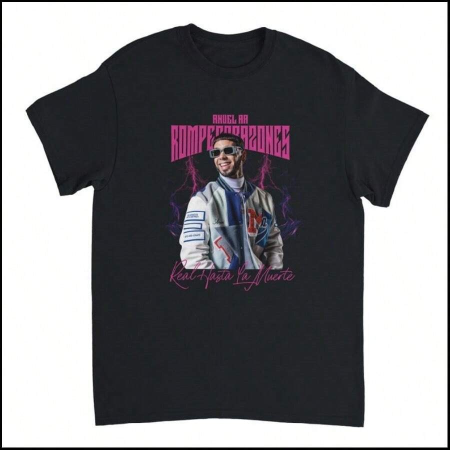 Anuel Shirt _  T-Shirt Inspired By AA _ Latin Trap Reggaeton Streetwear - Black - View 1