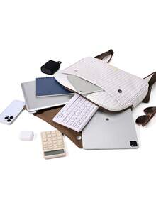 New High-Quality Fashion Women's Laptop Backpack, Large Capacity 11.6 Inch Tablet Storage, Plaid Striped Patchwork Dual-Shoulder Bag, Built-In Laptop Compartment & Multiple Pockets, Breathable Padded Straps, Suitable For School, Work Commute, Short Trips - Multicolor - View 6