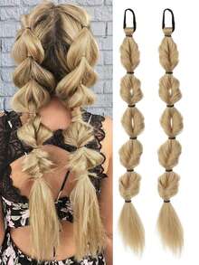 24 Inch Synthetic Long Twist Braided Ponytail Extensions With Hair Ties, Boxer Braids, Suitable For Women's Daily Use
