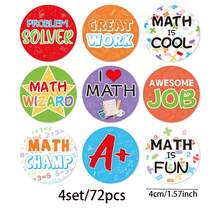 4sets/72pcs Paper Graduation Stickers, Graduation Reward Stickers, Labels, Suitable For Students, Classroom Essentials, Gift Packaging Labels - Multicolor - View 1