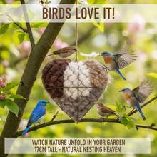 1个手工制作的羊驼毛心形鸟巢，鸟巢材料收纳容器，冬季树上鸟类庇护所，蜂鸟巢箱，户外花园艺术鸟屋，送给爱鸟人士的礼物 - 黑色 - 查看 6