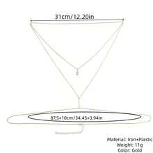 Fashionable Elegant Multi-Layer Faux Pearl Tassel Backless Necklace - Gold - View 2