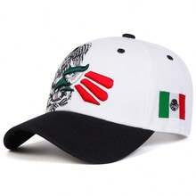 1顶男士老鹰刺绣棒球帽，街头时尚帽，户外防晒休闲帽，适合春季、秋季、旅行、海滩等场合。