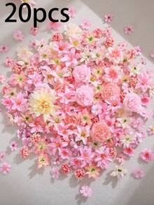 20/40支粉色人造花材 - 仿真花，手工头饰，花环材料，婚礼用花。适用于制作花环、节日和生日派对装饰、新娘腕花、家居和花店装饰、母亲节装饰，全年皆可使用。 - 粉紅色系 - 查看 10