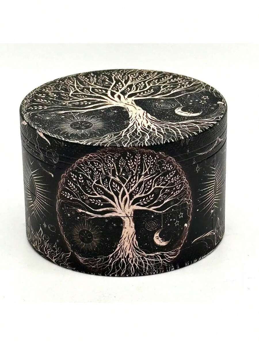 1.57inch*1.34inch Tree Of Life Grinder, Fantasy Gothic Grinder, Tree Of Life Grinder, Large Grinder, 5-Piece Grinder, Moon Grass Grinder(Small Size) - 金色 - 查看 1