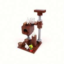 305片MOC小颗粒积木散件猫屋、攀爬架、宠物、蓝猫、白猫配件 - 彩色 - 查看 6